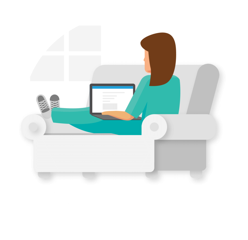 Illustration of a woman sitting in front of a computer