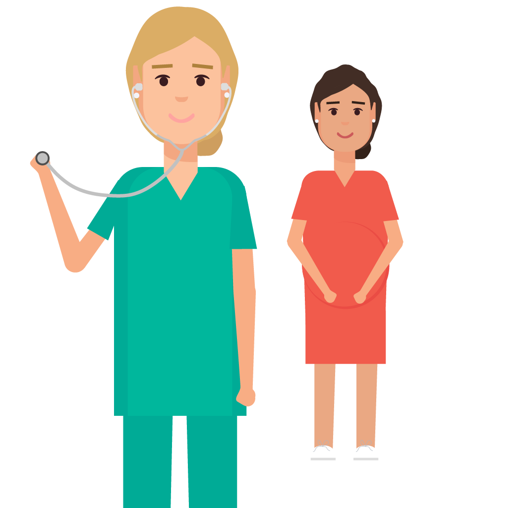 illustration of an OBGYN with a pregnant patient