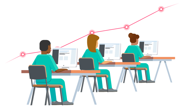students sitting in a row improving test scores