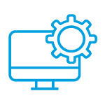 monitor with a gear icon
