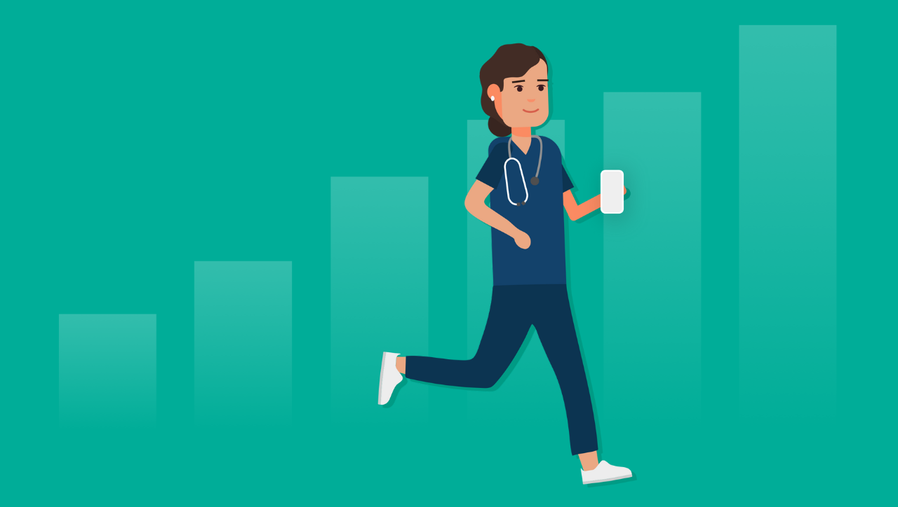 resident running with phone studying for pediatric ITE