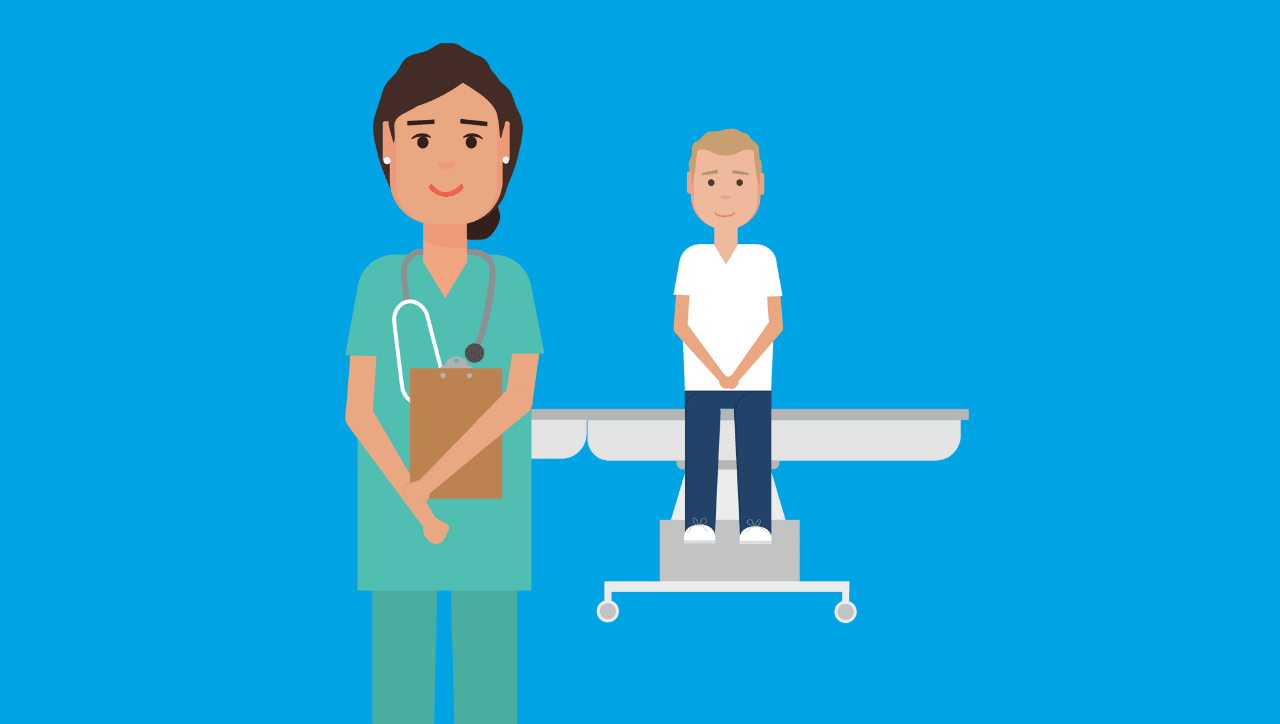medical assistant with patient