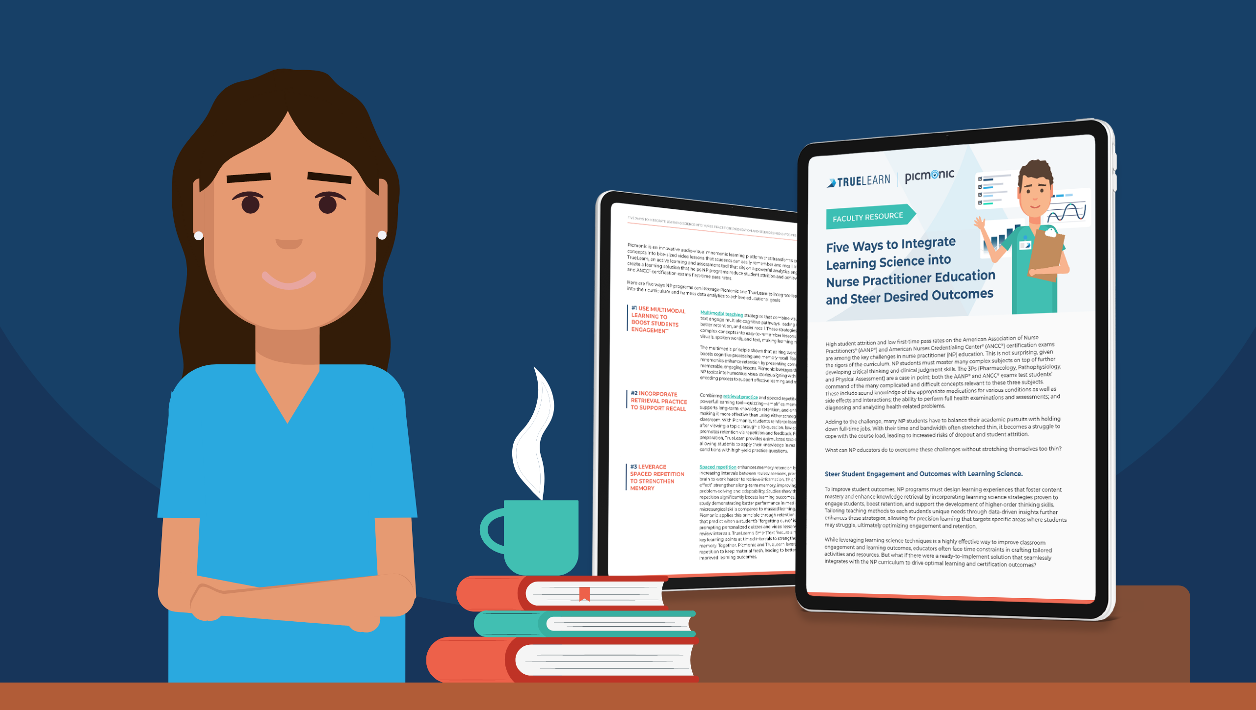 medical professional next to preview of nurse practitioner guide